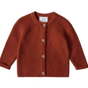 Stellou and friends fine knit cardigan rust color size 3-4